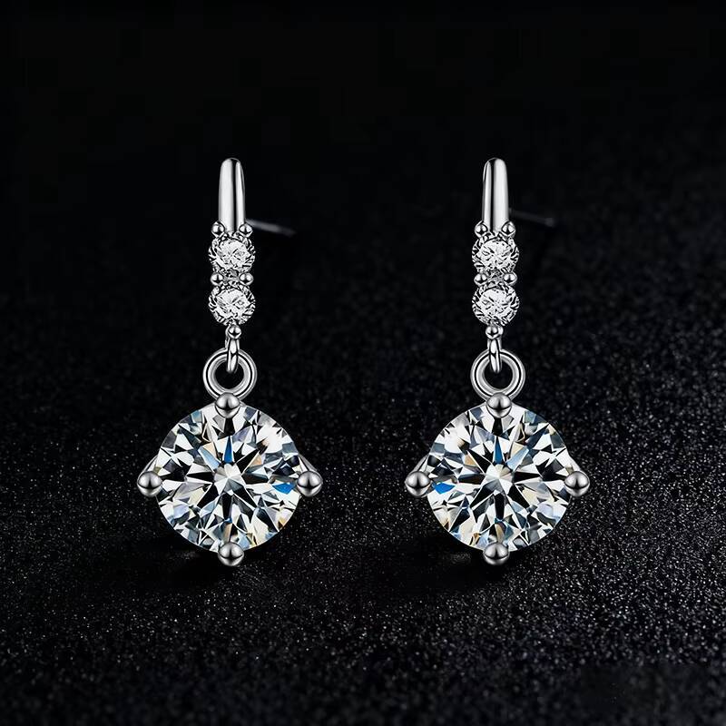 Moissanite 05CT Earrings 925 Sterling Silver Moissanite Tassel Stud Earrings