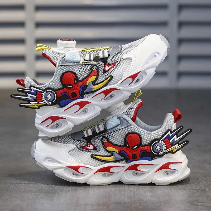 Children Sports Shoes Mesh Rotating Buckle Casual Outdoor Running Shoes Anti Slip Fashion Flashing Lightweight Walking ShoesW251121