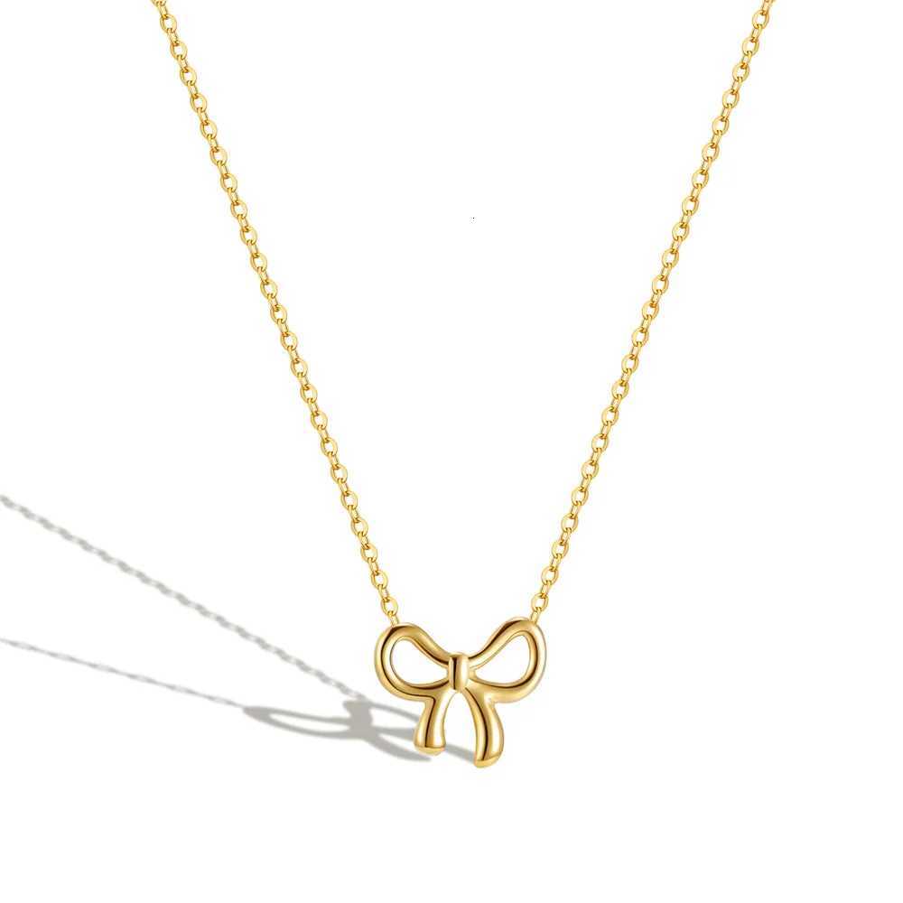 New Punk Tiny Bowknot Pendant For Women Gold Color Stainless Steel Choker Chain Necklace Female Jewelry Christmas GiftXJ251121