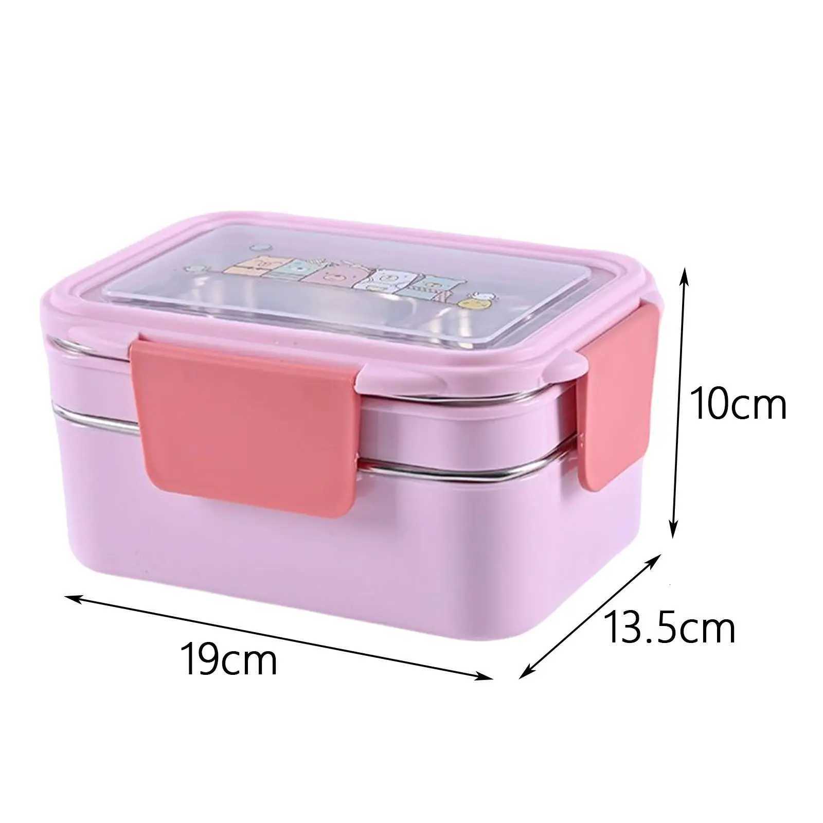 2 Layer Stainless Steel Bento Box with Divided Compartments Insulated Thermal Salad Lunch Container Food Container for TravelM251121