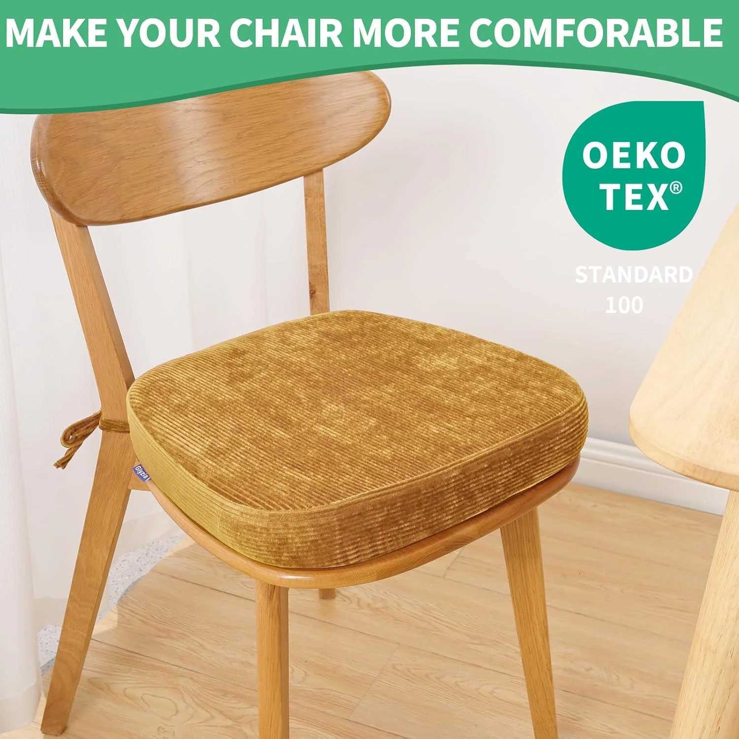 Washable Chair Cushion with Straps Horse Shape Dining Chair Seat for Home Office Seat Cushions Linen Fabric with Removable Cover C251121