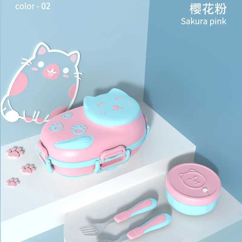 Thermos Bowl 304 Stainless Steel Cartoon Tableware Childrens Lunch Box Portable Food Bowl and Spoon Set Lunch Bag for FoodM251121