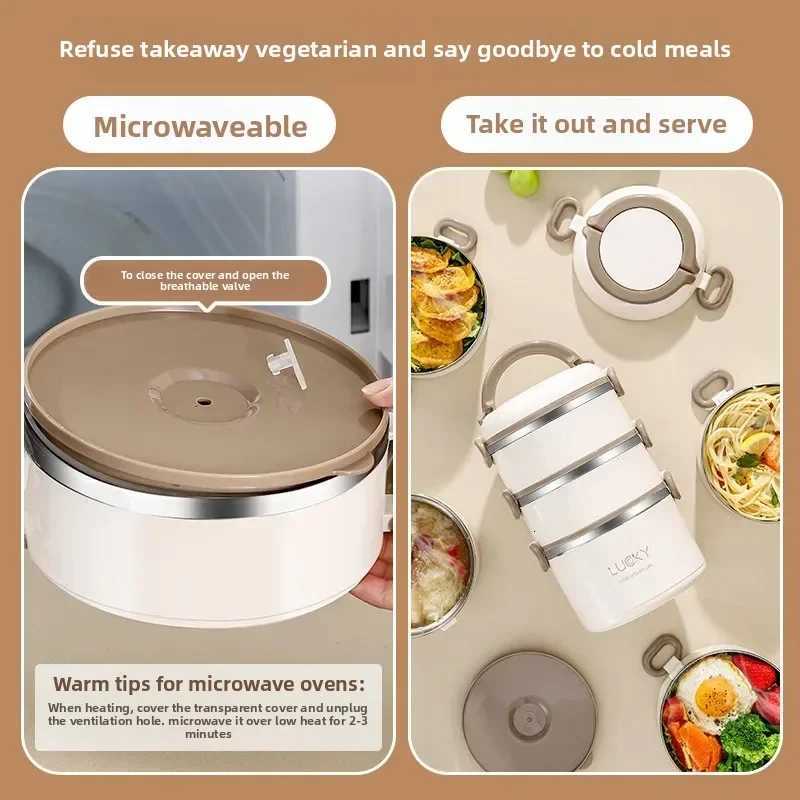 304 stainless steel student office worker lunch box insulation bucket portable lunch boxM251121