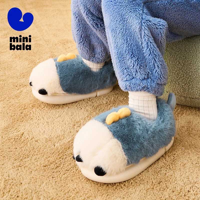 Mini Balabala Cotton Slippers Boys and Girls Winter Stylish Plush Warm Baby Home Shoes for Indoor UseW251121