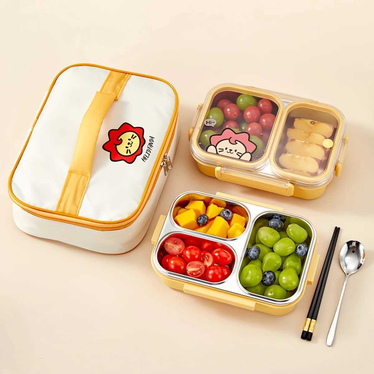 WORTHBUY 304 Stainless Steel Lunch Box With Compartments Large Capacity Student Kid Bento Box Portable Leak-proof Food ContainerM251121
