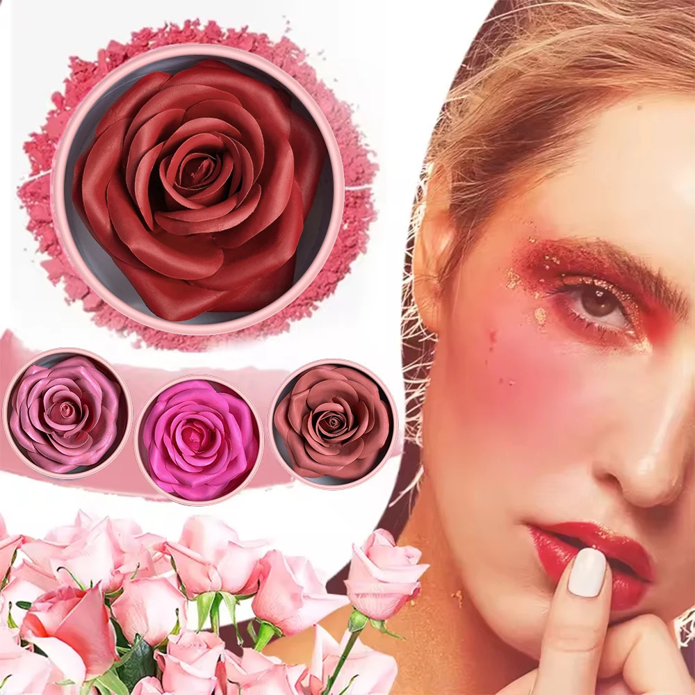 Floral Blush 3D petal Rose Petal Natural highlighter flower Blusher Pigment Long Lasting Face Makeup Brighten Effect cosmetics 251113