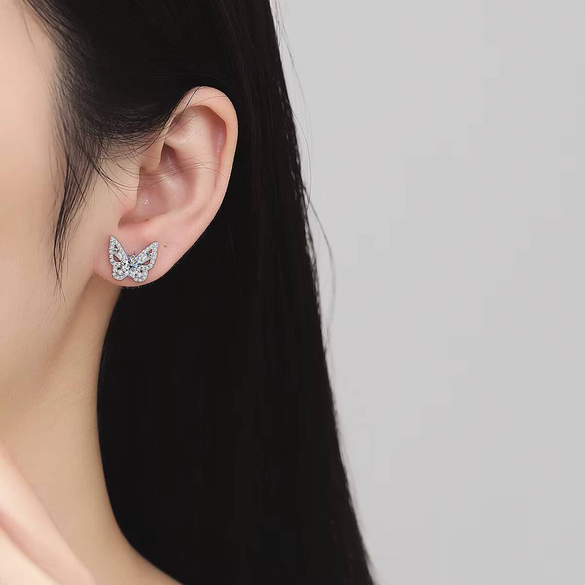 925 Sterling Silver Moissanite Earrings butterfly Style Sweet Romantic Gorgeous Jewelry Gift