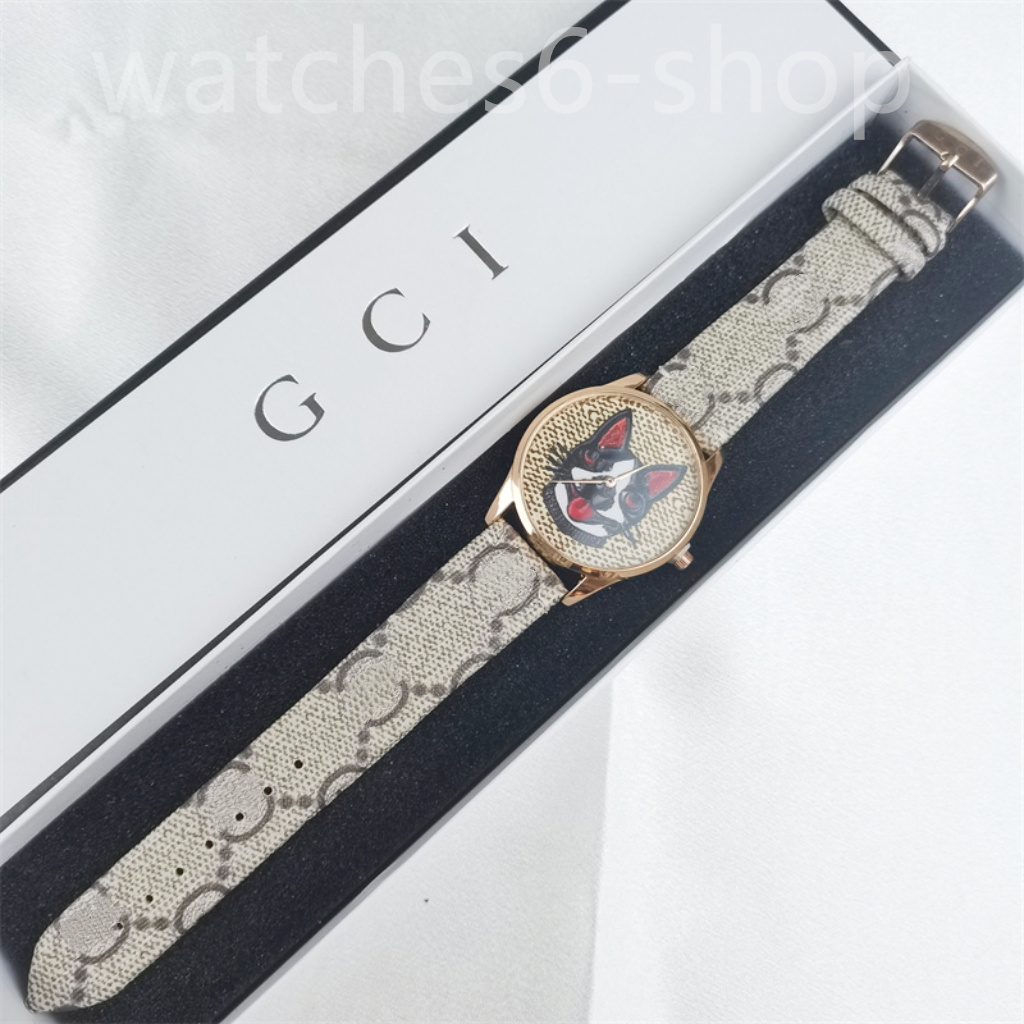 designer quartz g watch classic black brown genuine leather belt watch waterproof super bright wristwatch Women's