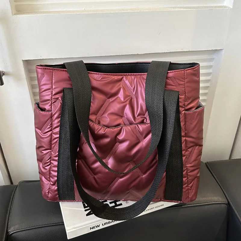 Winter Down Cott Casual Tote Bags For Wen Solid Color Fi Shoder Bag Ladies Handbags For Cmuting Gift Y251121