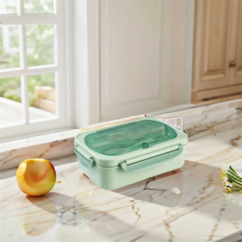 Durable With Cutlery Student Lunch Box Leakproof Microwaveable Food Storage Container Rectangular 1200ml Picnic Box CampingM251121