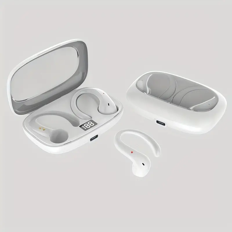 OWS-15 Wireless Earphones Wireless 5.3 Touch Control Active Noise Reduction Long Battery Life Silicone Comfortable Open Ear Design Type-C Charging