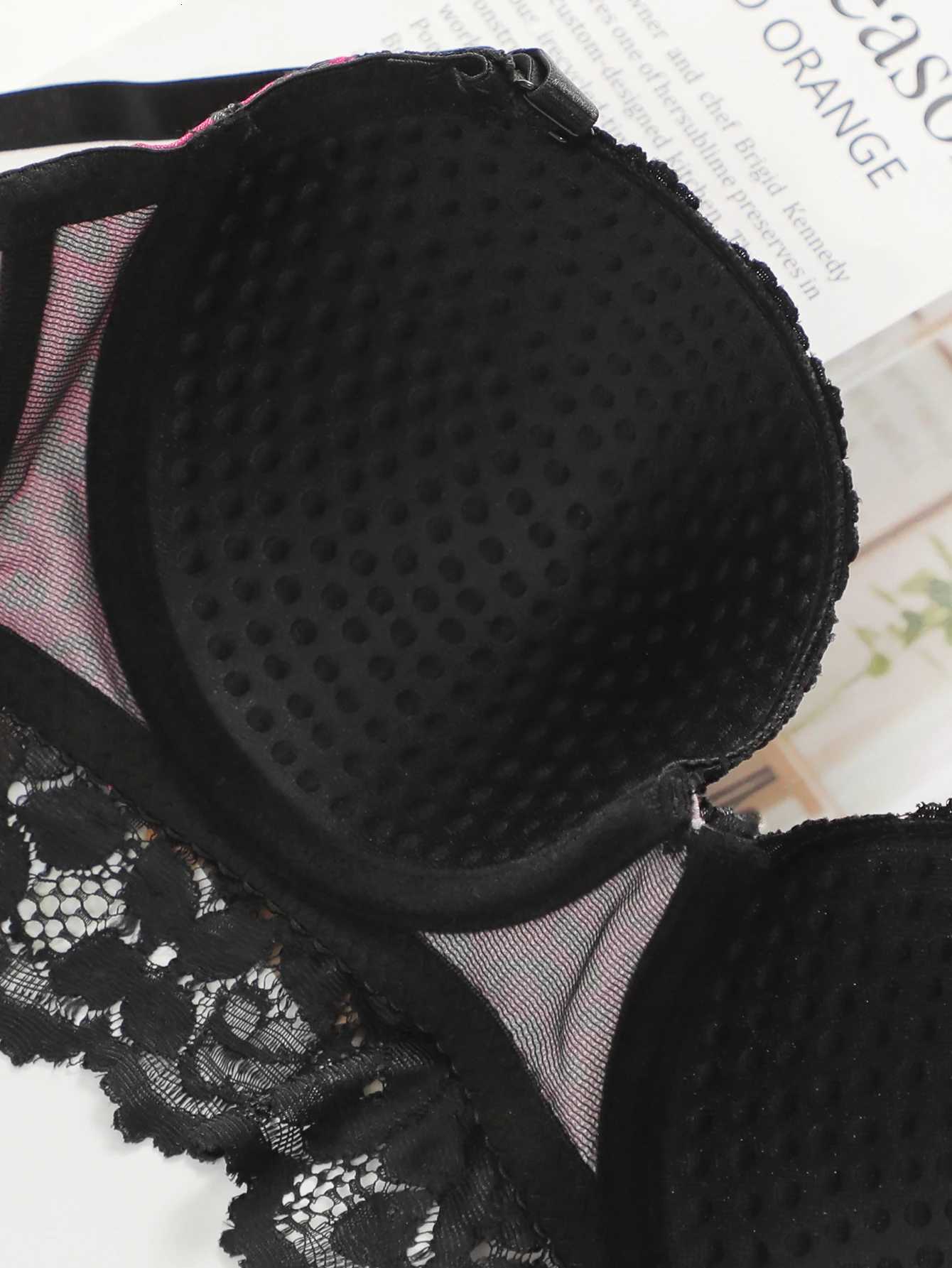 Womens Sexy Embroidered Lace Underwear Set with Steel Circles Convolute Push ups Comfortable Close fitting Underwear Set A3211XJ251106