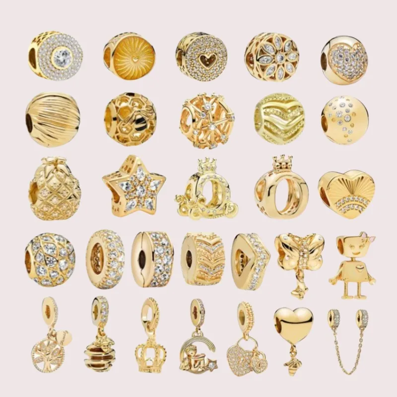 Women's 925 Silver Gold Charm Pendant Safety Beads Chain Suitable for bracelets necklaces designer DIY jewelry with box