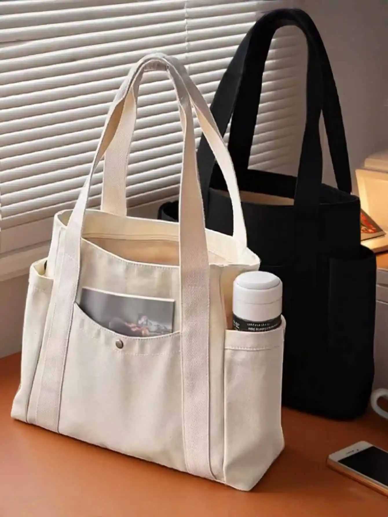 Large Capacity Canvas Tote Bags for Work Commuting Carrying Bag College Style Student Outfit Book Shoulder Bag Shopping BagT251121