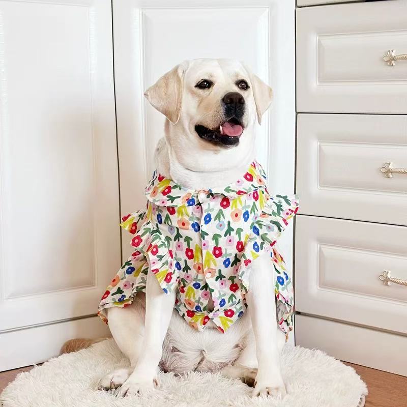 T0032Dog clothes large dog spring and autumn small fresh skirt Labrador golden retriever clothes big dog thin cute clothes_360 search