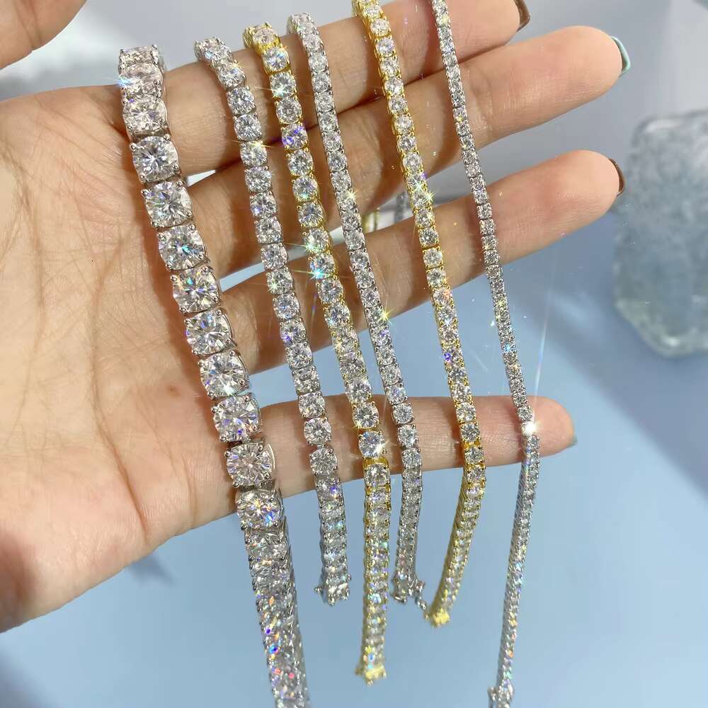 Most Popular Solid 925 Silver Women Fine Jewelry Bracelet 4mm 5mm IGI Certified Lab Created Diamond Tennis Bracelet Chains