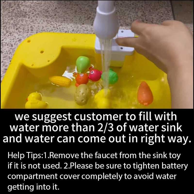 Kids Kitchen Sink Toys Electric Dishwasher Playing Toy With Running Water Pretend Play Food Fishing Toy Role Playing Girls Gift X251121