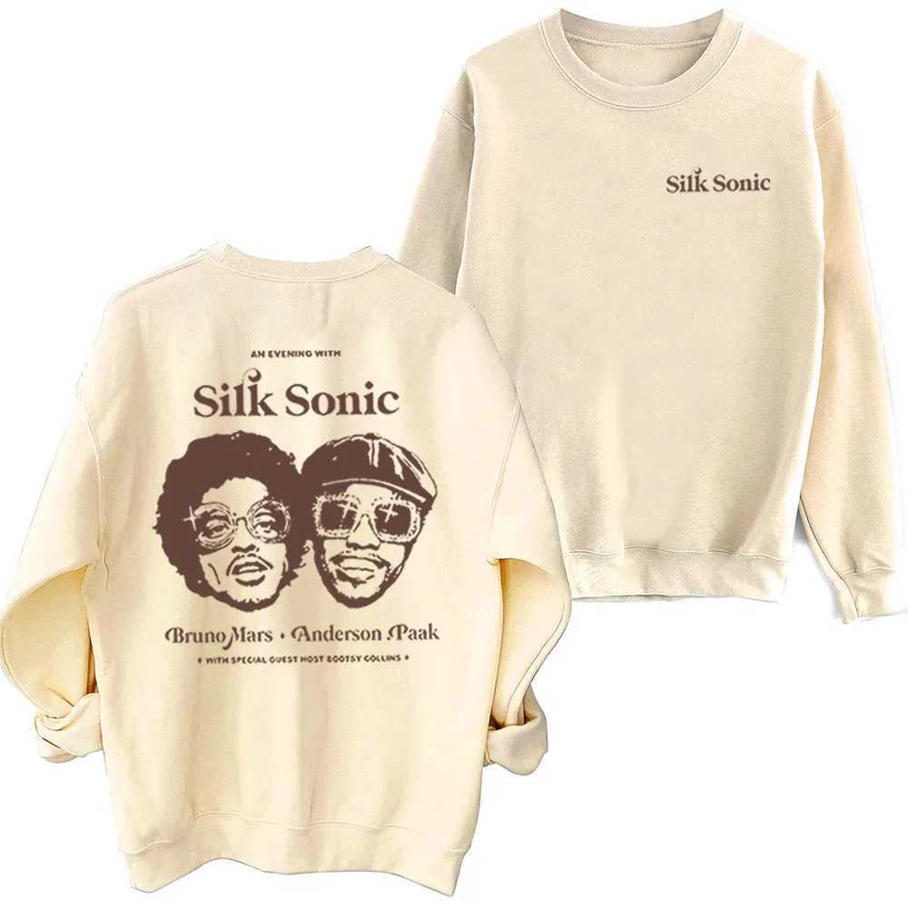 Bruno Mars Silk Sonic Music Sweatshirt Bruno Mars Fan Gift Harajuku Round Neck Long Sled Oversized X250421