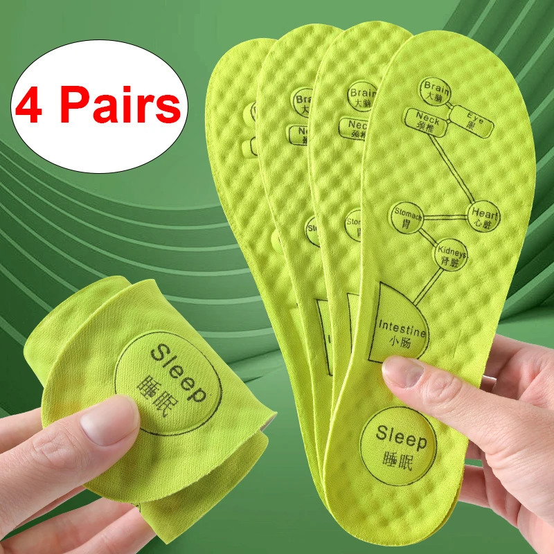 4Pairs/8Pairs Foot Acupressure Insoles For Shoes Sole Sweat absorbing Deodorant Insole Breathable Running Insoles Feet massage 251114