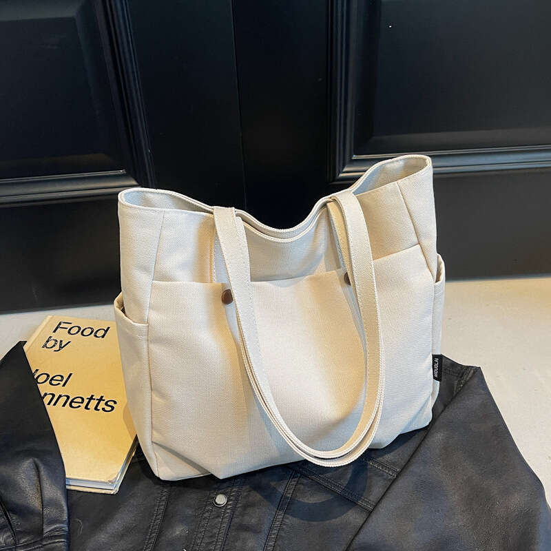 Canvas Bag Large Capacity Shopping Bag Canvas Large Capacity Women New Versatile Commuter Casual Student Class Shoulder Tote Bag