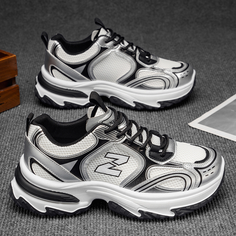 Free shipping Designer Casual Shoes 2025 new breathable mesh shoes for men versatile thick soled height increasing casual sports shoes trendy shoes be