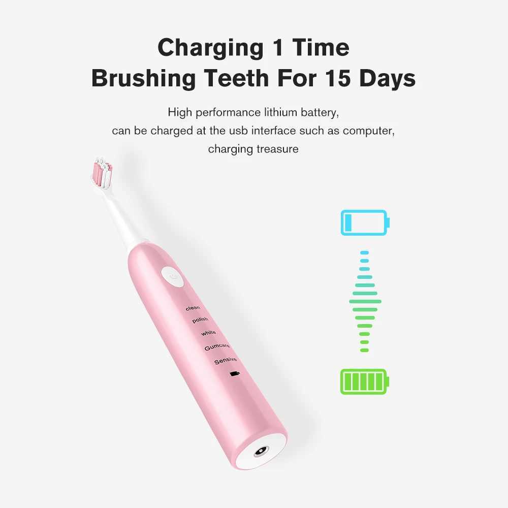 Powerful Ultrasonic Sonic Electric Toothbrush USB Charge Rechargeable Tooth Brushes Washable Electronic Whitening Teeth Brush C251121