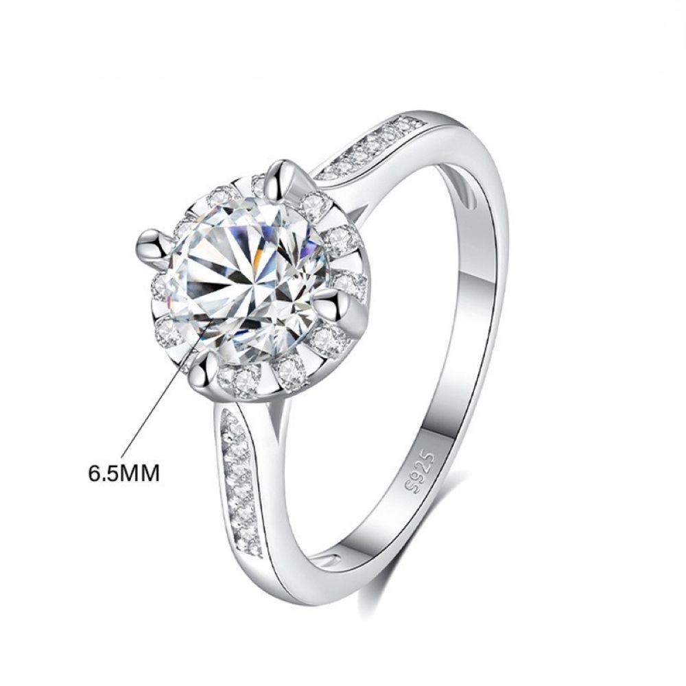 TaiYang 2025 Winter New 1ct Moissanite Four-Prong Floral Ring for Women, Luxurious 925 Sterling Silver Wedding Engagement Diamond Ring with Moissanite