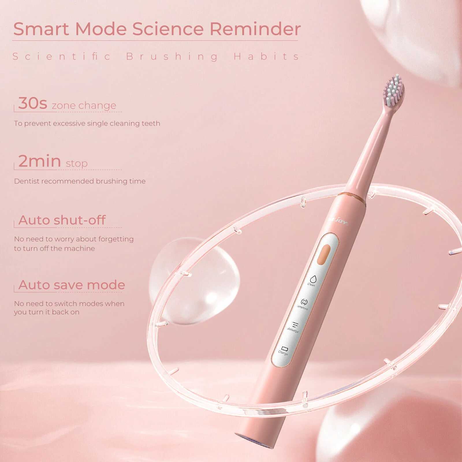 SEJOY Electric Sonic Toothbrush USB Charge Rechargeable Waterproof Electronic Tooth Brushes 7pcs Replacement Heads Adult C251121