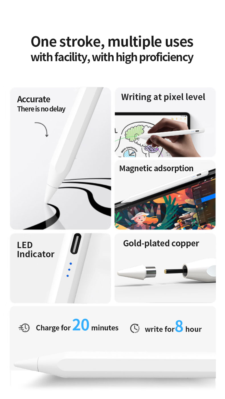 Universal Active Stylus Pen Compatible for IOS & Android Touch Screens Rechargeable Stylus Tip for Ipad/Ipad Pro/Air/Mini/Phone