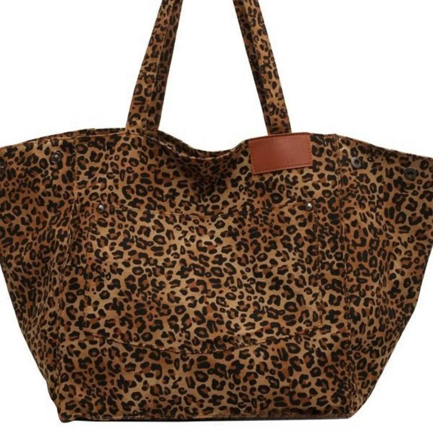 Fashion Large Capacity Handbag Leopard Pattern Tote School Work Shopping Bag Retro Canvas Shoulder BagT251121