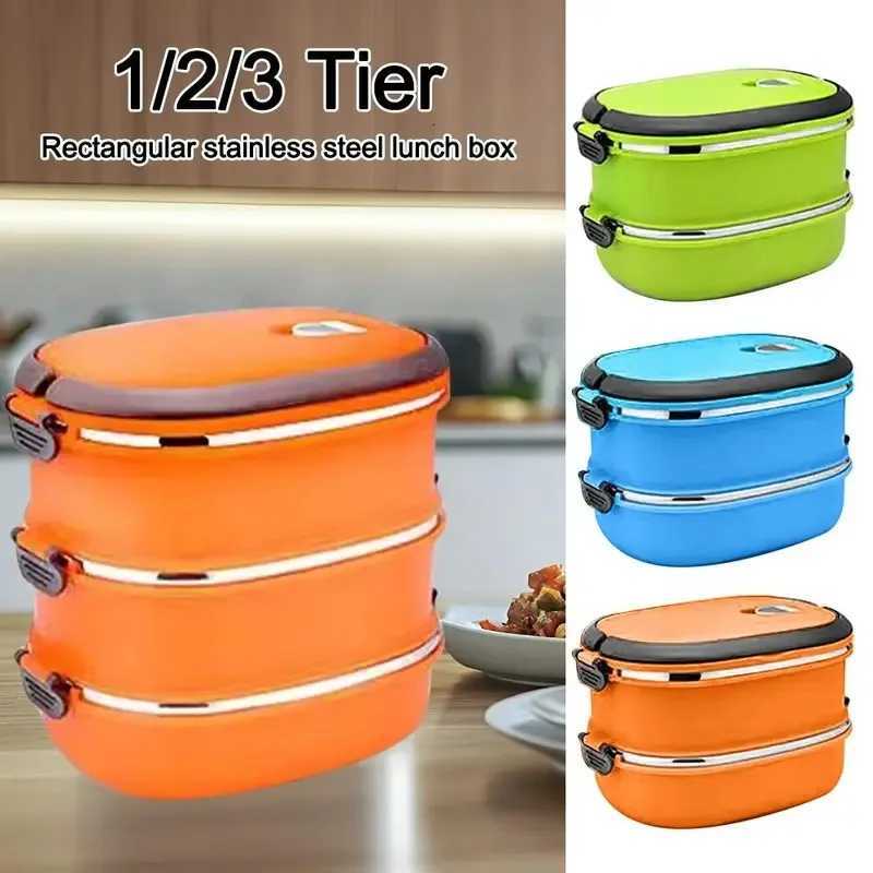 Portable Stainless Steel Food Container Rectangular Leakproof Bento Box Sealed Large Capacity Soup Food Flask for Kids AdultM251121