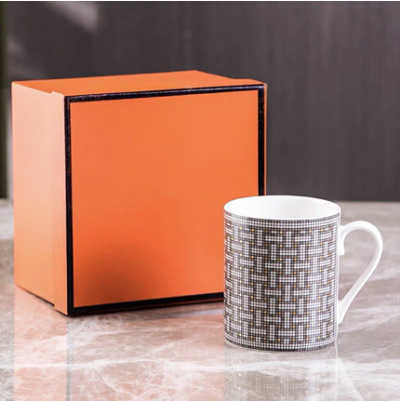 European style minimalist mug milk cup breakfast cup mosaic ceramic high-end exquisite bone china home gift box S25421