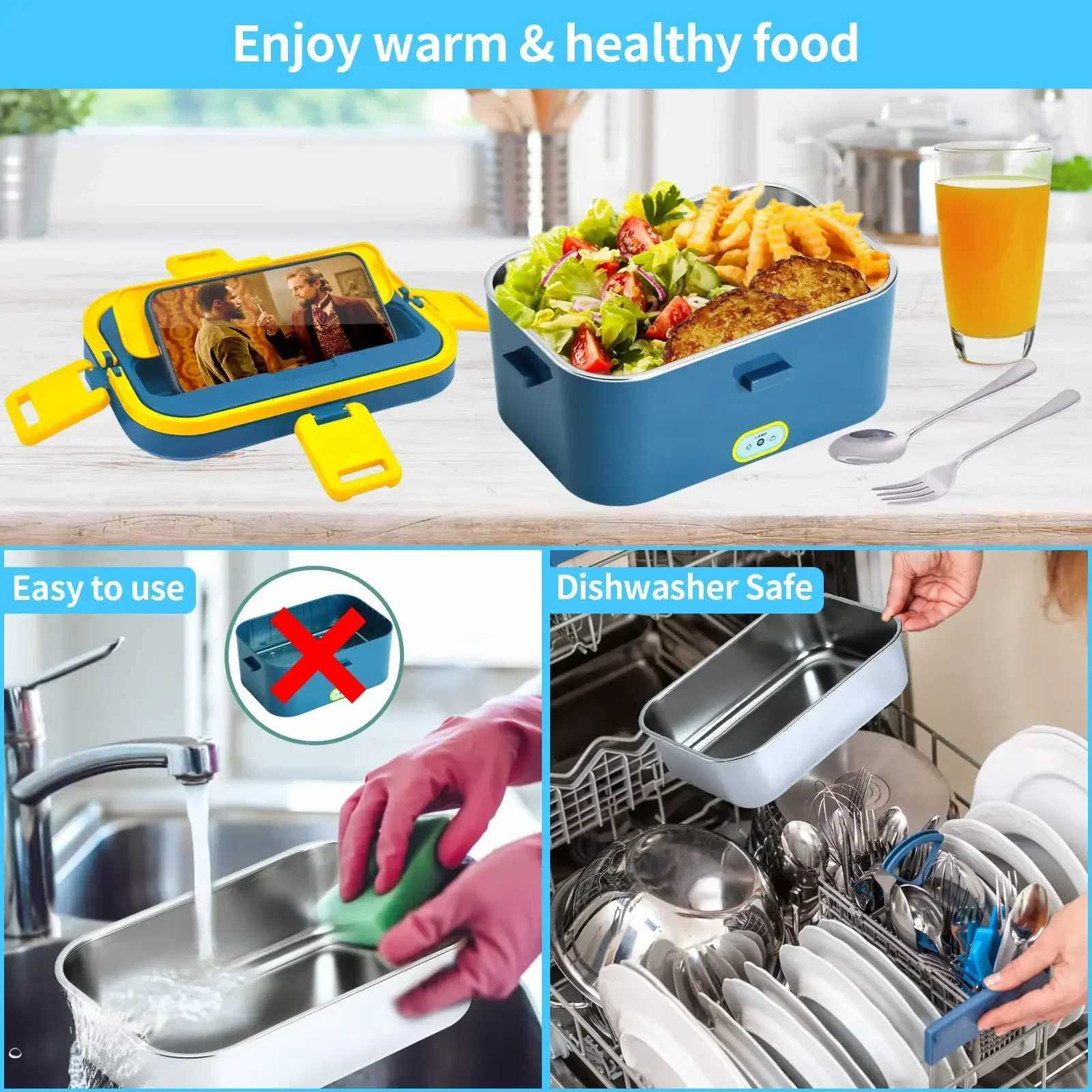 Electric Lunch Food Warmer Stainless Steel Electric Heating Lunch Box School Heated Camping Bento Picnic Portable Heating BoxM251121