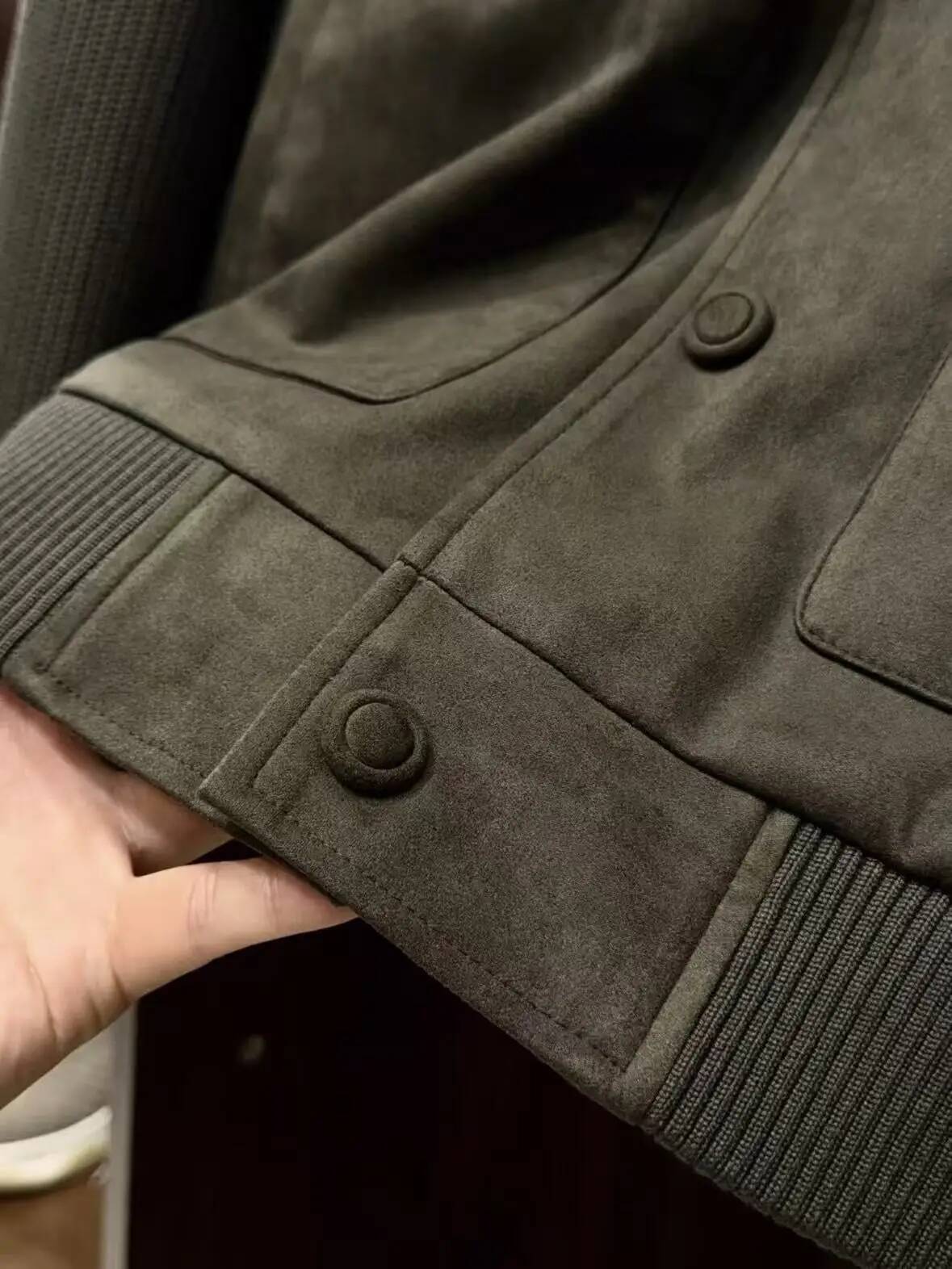 LP Old Money Style Men's Stand-Up Collar Suede Gentleman's Jacket