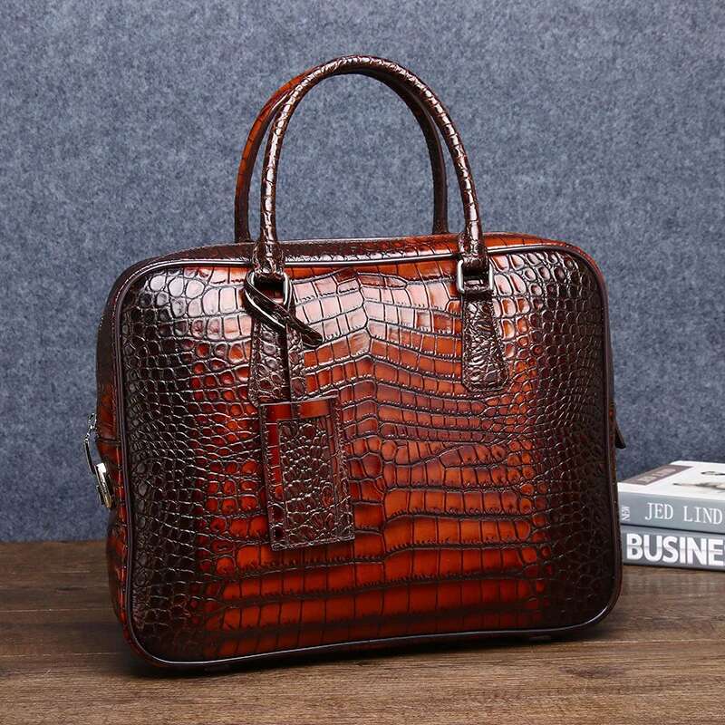 Crocodile Belly Pattern Men's briefcase Large size and large capacity handbag travel computer Business bag