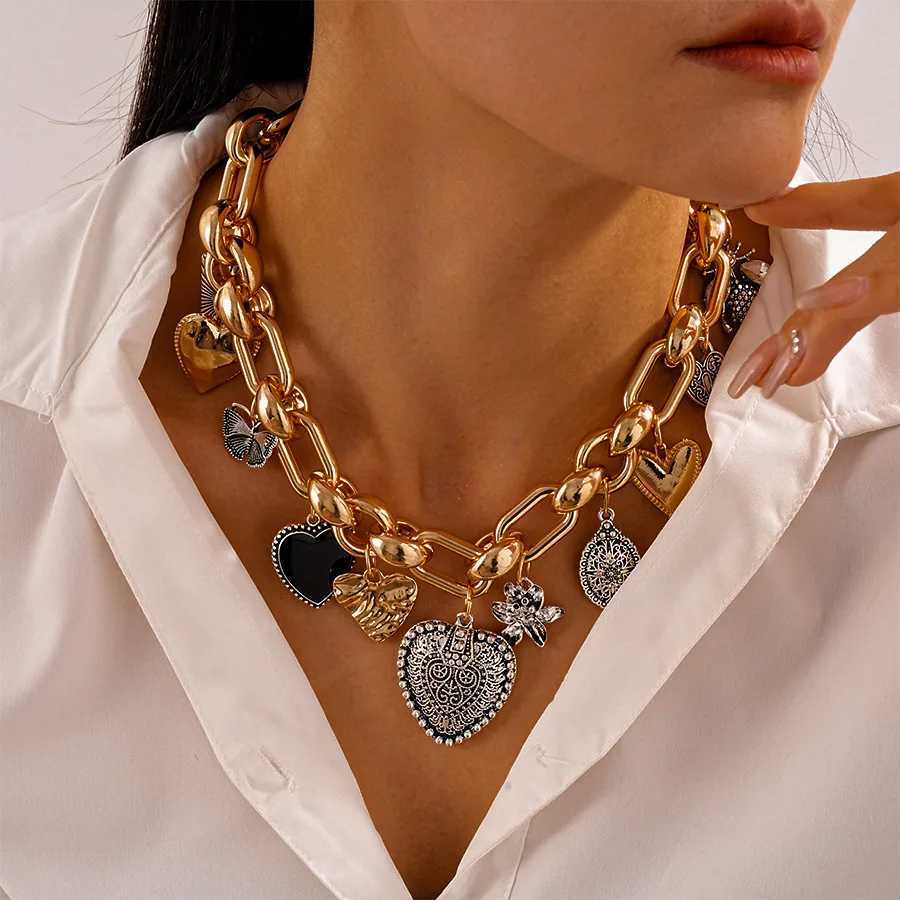 Womens Fashion Heart Pendant Necklace ZAA Jewelry Gold Plated Cube Chain Necklace Female Punk Accessories Birthday GiftsXJ251121