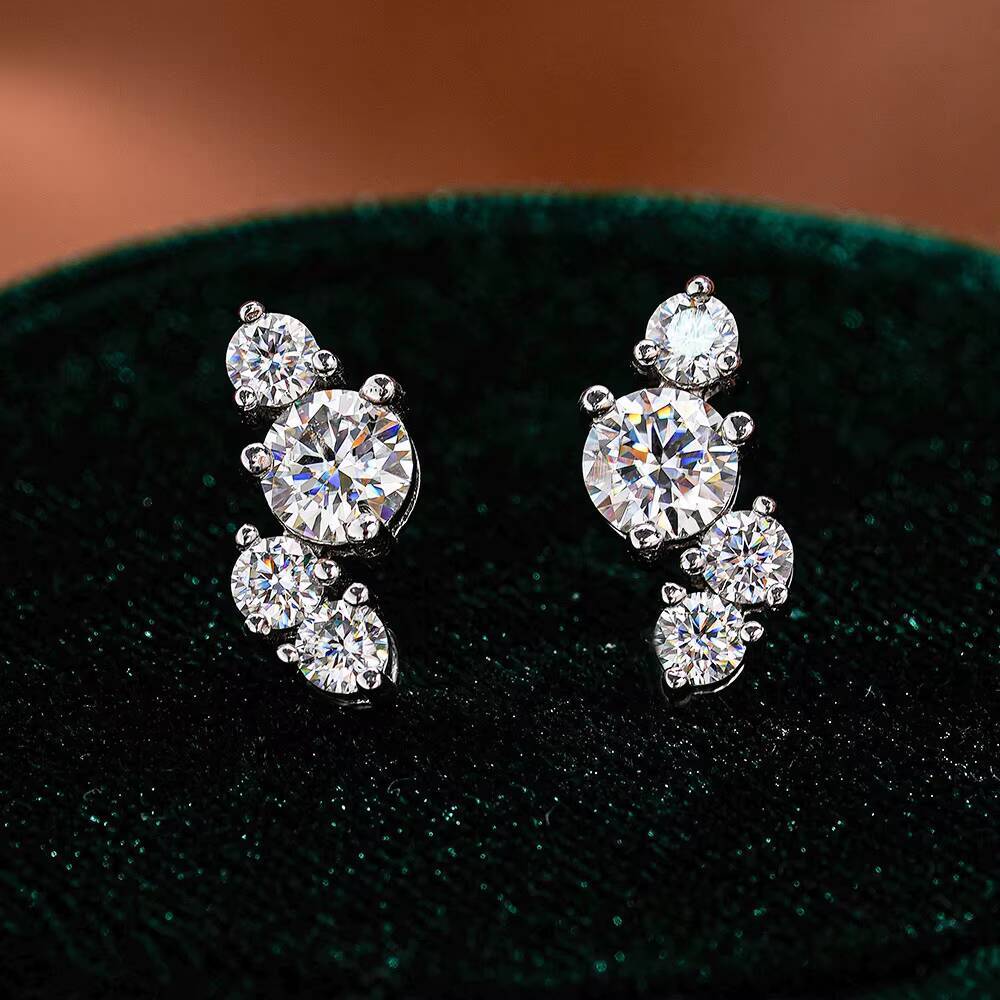 9 Adodo Jewelry Factory 18k Gold Plated 925 Sterling Silver Asymmetrical Geometric 05ct Moissanite Stud Earrings for Women