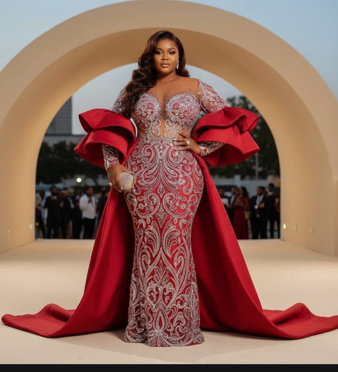 Aso Ebi Red Mermaid Prom Dresses 2026 Lace Satin Vintage Sheer Neck Evening Formal Party Second Birthday Engagement Gowns Plus Size Dress For Special 