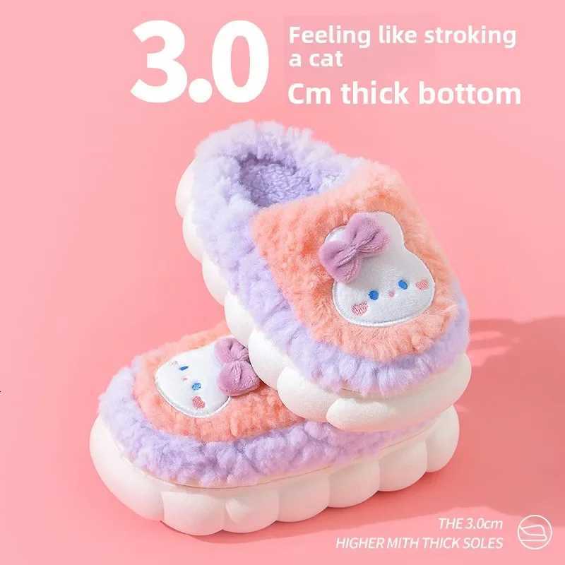 2025 Winter CHIldrens cute Cotton Home Slippers Girls Snow Non Slip Warm Baby Slippers Pink Blue Size 24-41W251121