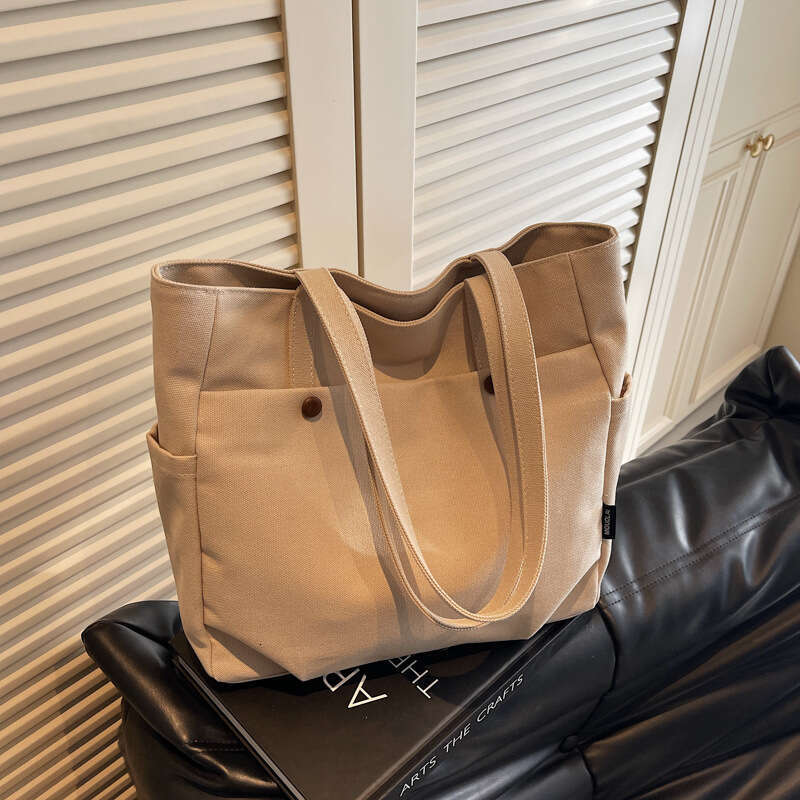Canvas Bag Large Capacity Shopping Bag Canvas Large Capacity Women New Versatile Commuter Casual Student Class Shoulder Tote Bag