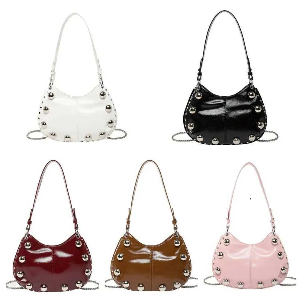 Cute Crossbody Bag Rivets PU Underarm Bag Small Pack Solid Color Punk Style Handbags Korean Style Brown Shoulder Bag GiftT251121