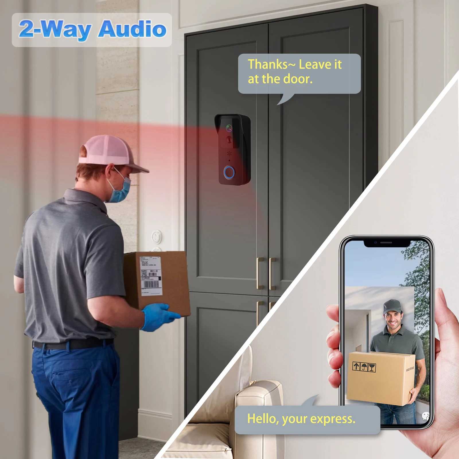 5GHz 2.4GHz wireless WIFI doorbell 1080P video intercom doorbell with camera Tuya intelligent PIR motion detection home security doorbell X250421
