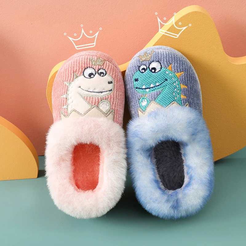 Evshine Children Winter Warm Plush Cotton Shoes Lovely Animals Fur Fuzzy Home Slippers Indoor Anti-slip Comfortable Furry SlidesW251121