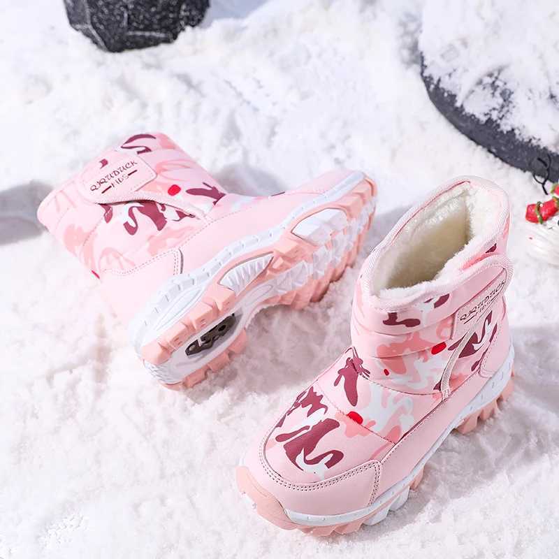 2025 Winter New Outdoor Boots Kids Casual Warm Boots Waterproof fabric anti slip Snow Boots Rubber Sole Snow BootsW251121