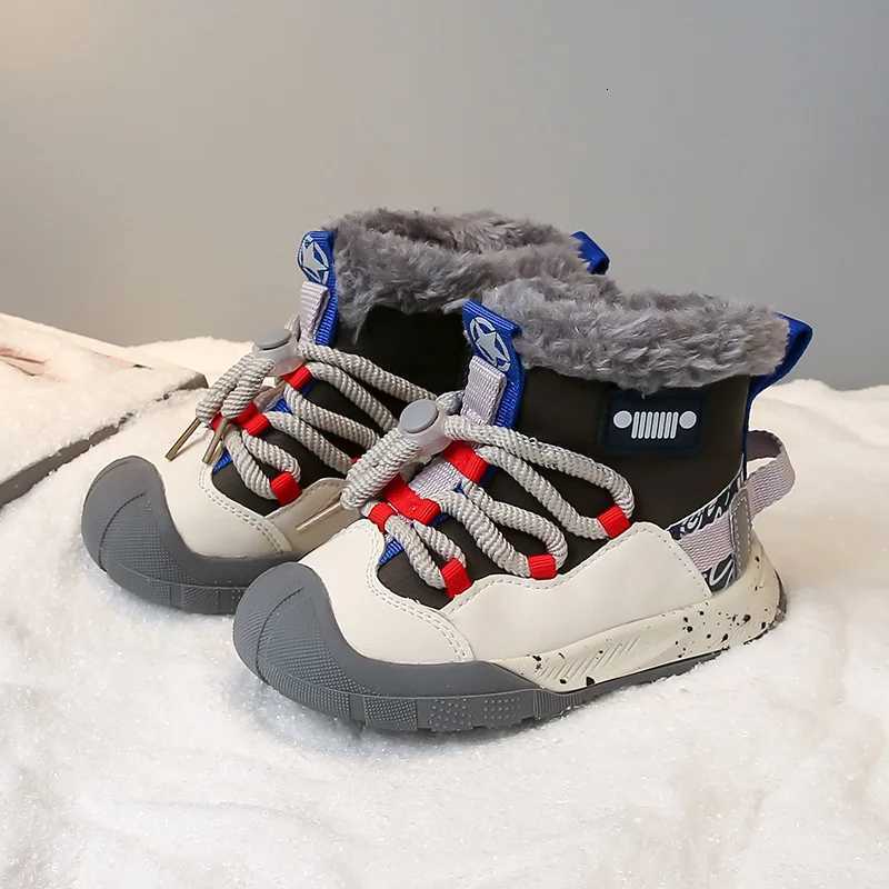 Childrens Snow Boots 3-18 Years Old Beige Padded Thickened Boys Girls Cotton Shoes Winter New High-top Kids Short Cotton BootsW251121