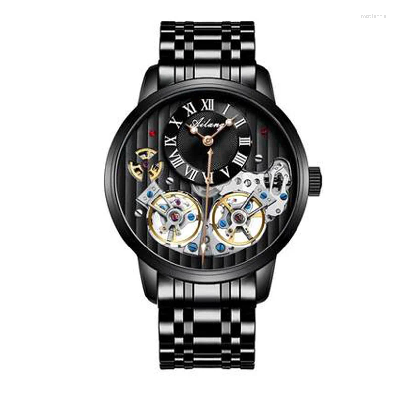 Wristwatches Ailang Double Tourbillon Original Men's Automatic Mechanical Watch Waterproof Fashion Stainless Steel Strap Small Dial