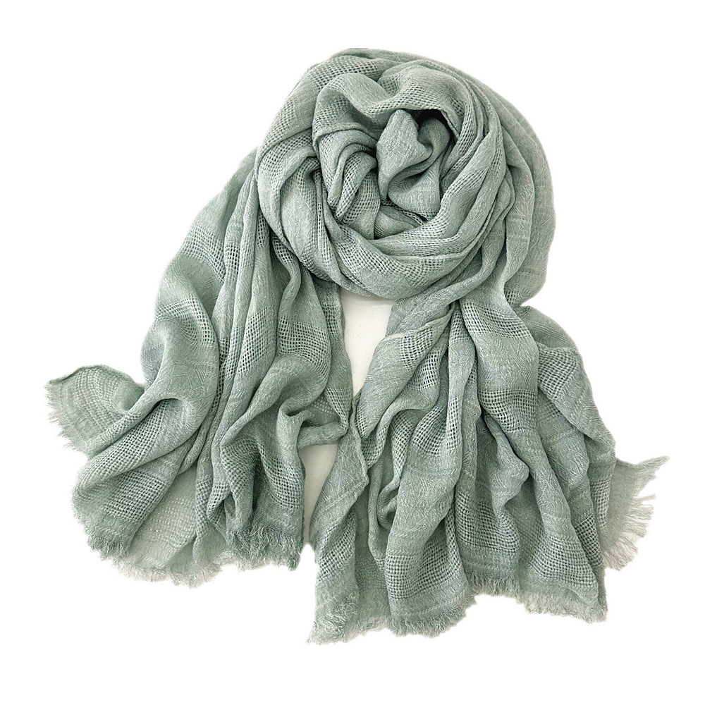 K840 Cross-border scarf spring foreign trade cotton scarf women's solid color dirty dye jacquard hollow scarf