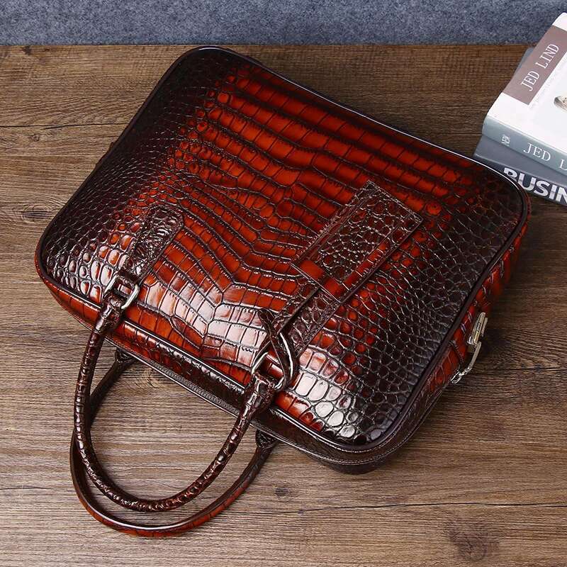 Crocodile Belly Pattern Men's briefcase Large size and large capacity handbag travel computer Business bag