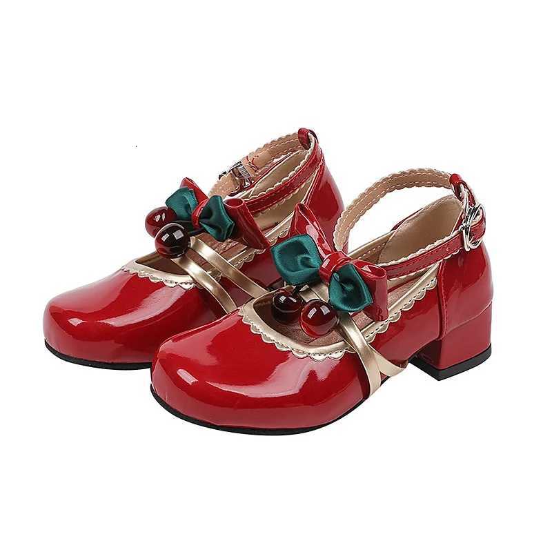 Spring Autumn Girl Leather Shoes Mary Jane Chic Bowknot Children Fashion High Heel Shoes Wedding Party Kids Princess Dress ShoesW251121