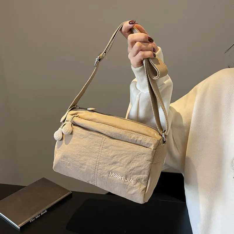 Casual Women Nylon Shoulder Bags Large Capacity Ladies Handbags Messenger Bag Zipper Solid ColorXJ250512